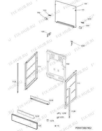 Взрыв-схема плиты (духовки) Zanussi ZCK9552H1X - Схема узла Housing 001